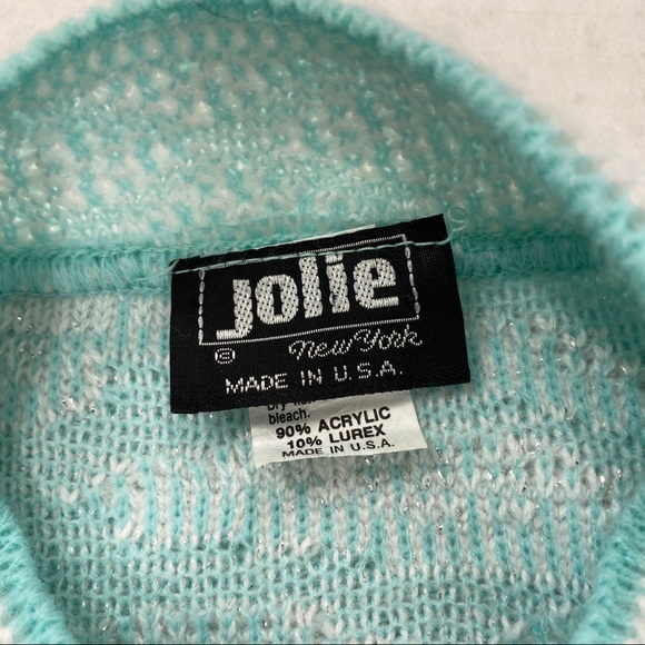 Vintage Jolie Icy Blue + White Lurex Sweater - Picture 5 of 6
